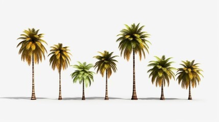 Set of Coconut Trees Isolated on Transparent Background Ai Generative