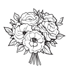 Bouquet in cartoon, doodle style . Image for t shirt. Isolated 2d vector illustration in logo, icon, sketch style, Eps 10, black and white. AI Generative