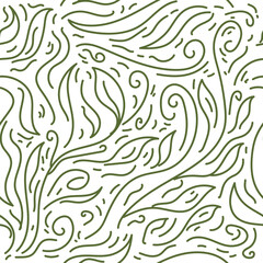 Seamless pattern with hand drawn doodle leaves. Vector illustration.