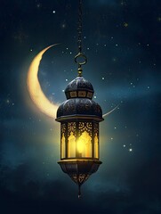 Fototapeta na wymiar Ramadan Poster design, realistic, HD, copy space - generative ai