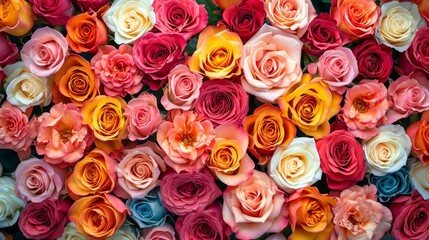 Captivating bouquets of tropical roses in a kaleidoscope of colors generative ai