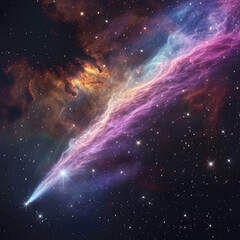 Cosmic Nebula Infusion with Shooting Star Tail - obrazy, fototapety, plakaty