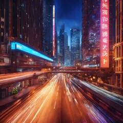 Fototapeta premium Motion speed effect with city night