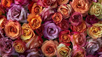 Naklejka premium Captivating bouquets of tropical roses in a kaleidoscope of colors generative ai