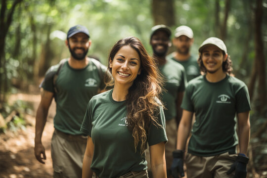 A group of volunteers leading a wildlife conservation project, protecting local habitats and educating the community on the importance of preserving biodiversity.