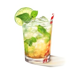 mojito cocktail isolated on white background