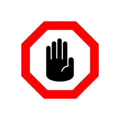 Stop icon vector. stop road sign. hand stop icon vector