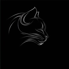Obraz premium Cat Animal Logo Black And White Design Symbol Generative AI