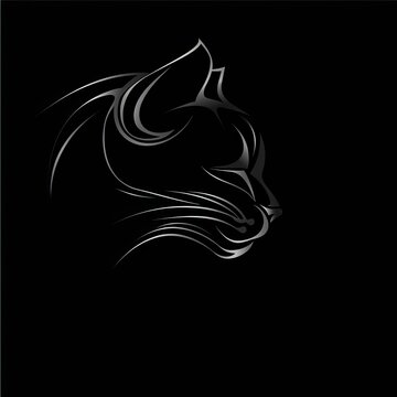 Cat Animal Logo Black And White Design Symbol Generative AI