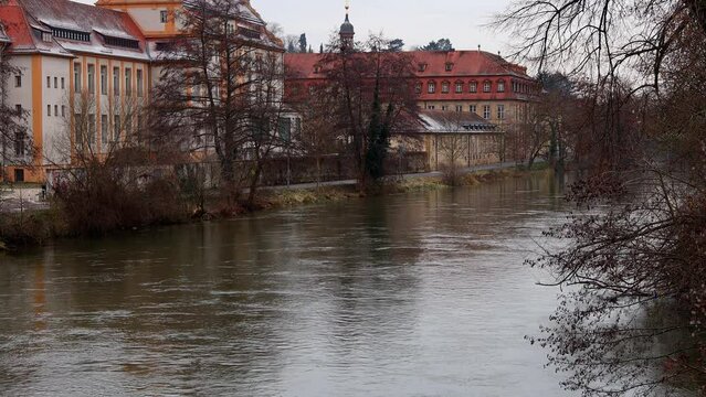 the regnitz bamberg germany in winter 4k 25fps video
