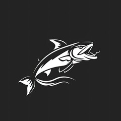 Fish Animal Logo Grayscale Illustration Element Generative AI