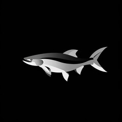 Obraz premium Fish Animal Logo Black And White Illustration Object Generative AI