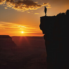 Inspiring Canyon Silhouette - Rock Climber's Ascent