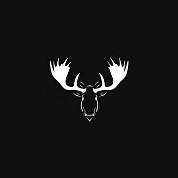Moose Animal Logo Black And White Design Symbol Generative AI