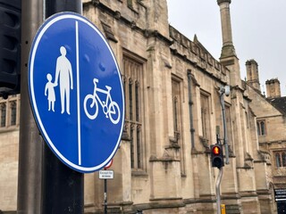 Close up of pedestrians and cyclists sign on the city street