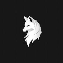 White Fox Animal Logo Black And White Design Object Generative AI