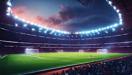 Football stadium at night generative ai - obrazy, fototapety, plakaty