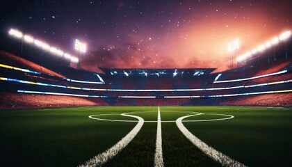 Football stadium at night generative ai - obrazy, fototapety, plakaty