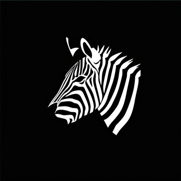 Zebra Animal Logo Black And White Illustration Element Generative AI
