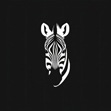 Zebra Animal Logo Grayscale Illustration Element Generative AI