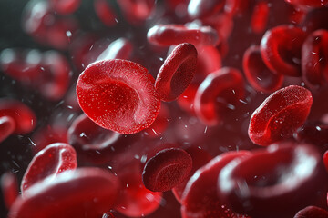Erythrocytes clustered together, showing their flexibility and deformation - obrazy, fototapety, plakaty