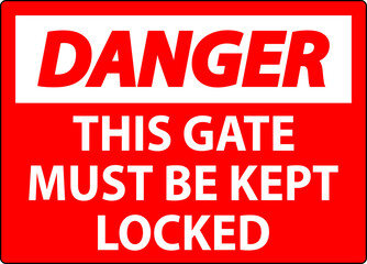 Danger Sign, Gate Must Be Kept Locked