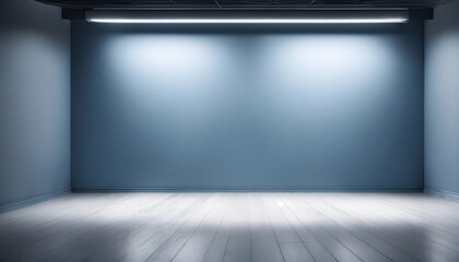 Clear empty photographer studio background abstract, background texture of beauty dark and light clear blue, cold gray, snowy white gradient flat wall and floor in empty spacious room winter interior.