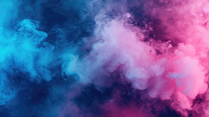 Abstract Blue and Pink Neon Smoke Clouds