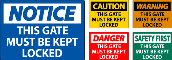 Notice Sign, Gate Must Be Kept Locked