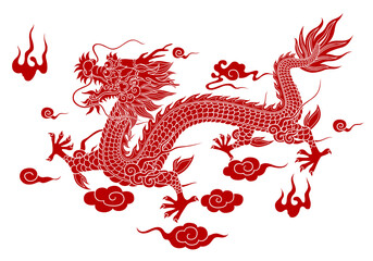 Design Culture traditions asia Chinese dragon graphics on a flat colored background.	