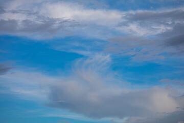 Fototapeta premium Dramatic sky with many multicolored clouds