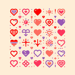 Geometric Love Heart Outline Drawing Collection
