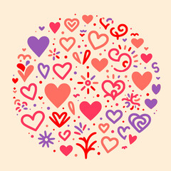 Abstract Heart Shapes,  Vector Set for Love and Romance