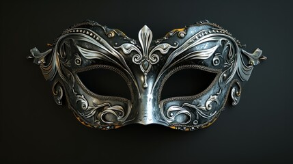 Masculine black and silver masquerade mask generative ai
