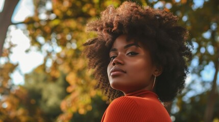African American woman posing outdoors generative ai