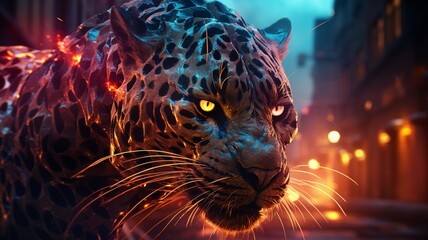 Cheetah neon dark fantasy concept Ai generated art