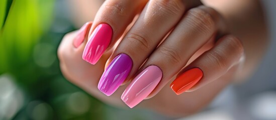 Woman and girl can have healthy and attractive nails at a beauty salon. - obrazy, fototapety, plakaty