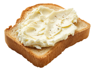 Toasted bread with cream cheese isolated.