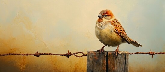 Small Asian bird sitting on a fence