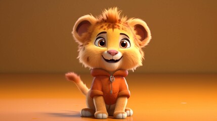 A cute cartoon lion character Ai Generative
