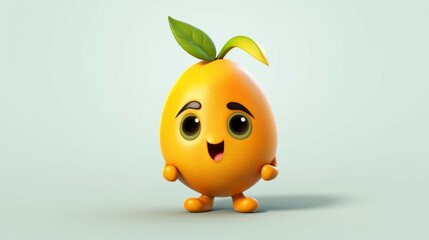 A cute cartoon mango character Ai Generative