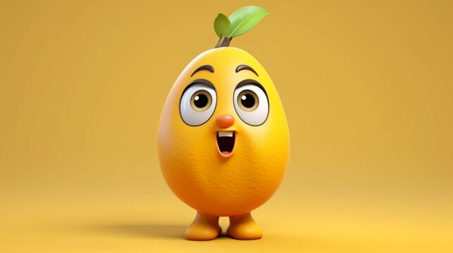 A cute cartoon mango character Ai Generative