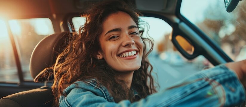 Happy Woman Behind The Wheel, Exploring The World