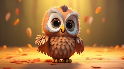 A cute cartoon owl character Ai Generative