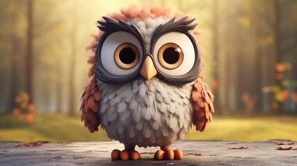 A cute cartoon owl character Ai Generative