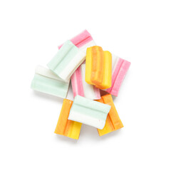 Color chewing gums on white background