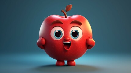 A cute cartoon apple character Ai Generative