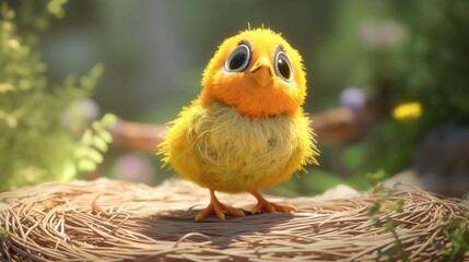 Obraz premium A cute cartoon bayan weaver character Ai Generative