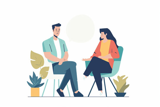 Illustration of a mentor giving one-on-one guidance, Flat illustration