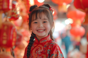 A cute chinese girl celebrating Chinese New Year